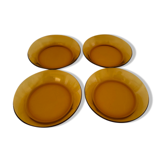 Lot of 4 Duralex amber soup plates