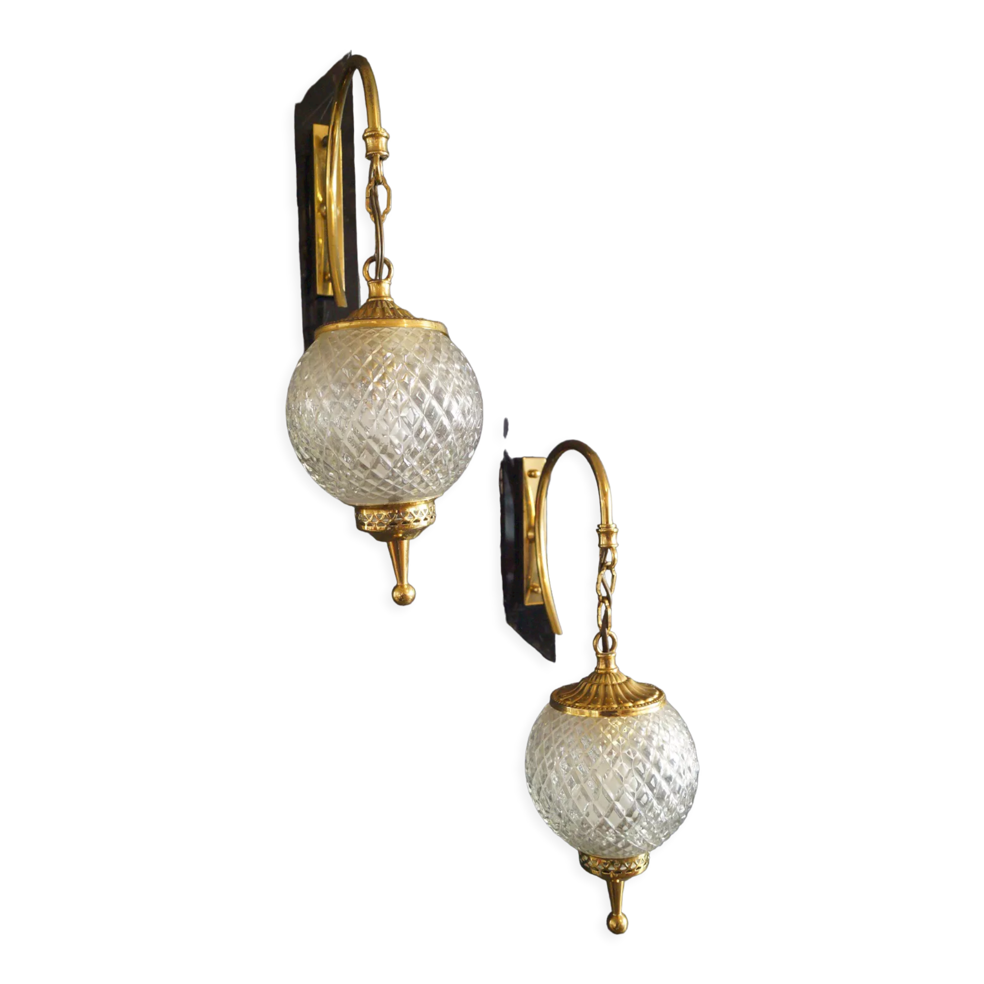 Pair of 1960 brass wall lamp