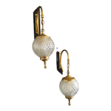 Pair of 1960 brass wall lamp