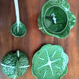 Soup tureen and cabbage slipware dish