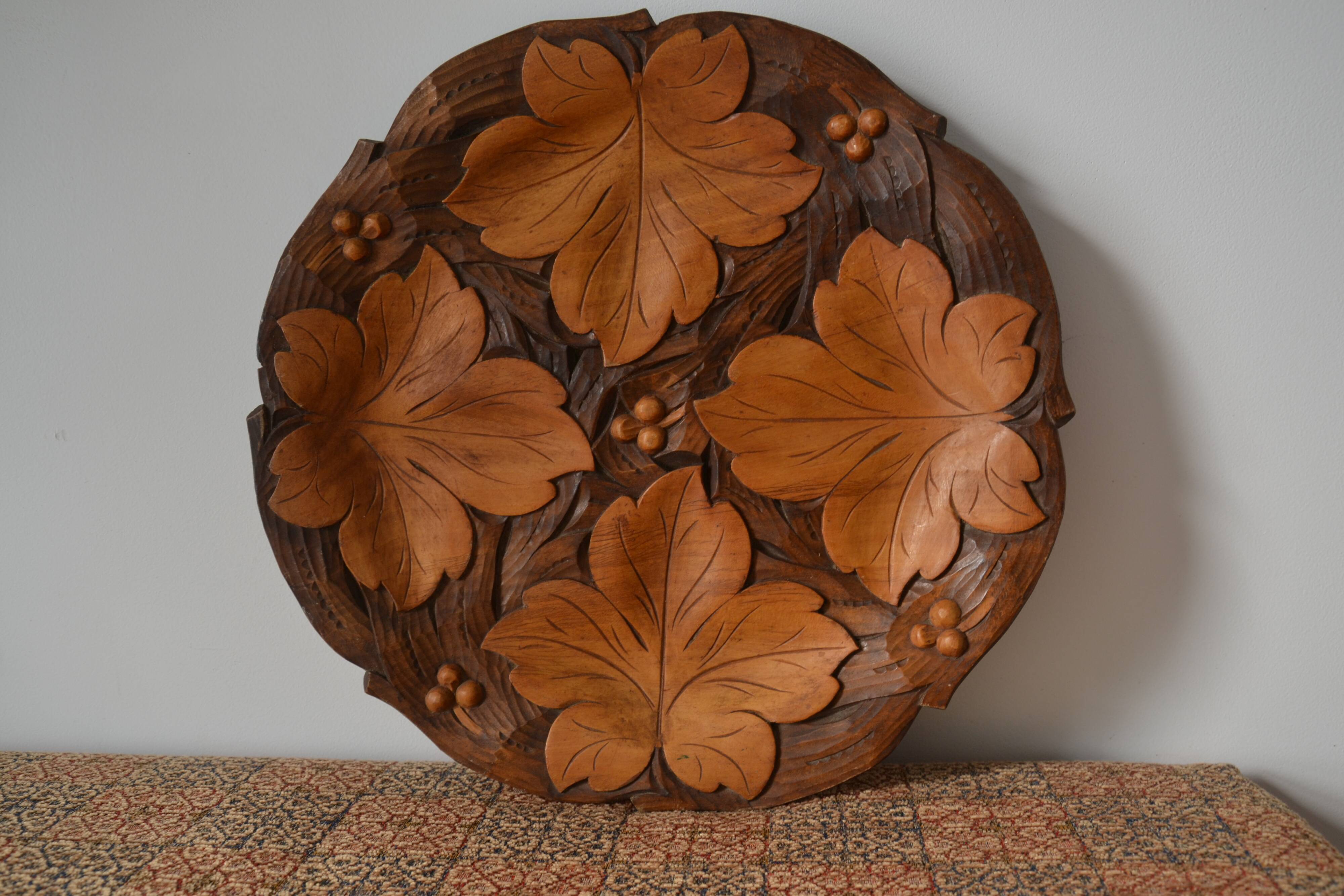 Carved wooden platter/plate from the 1950s.
