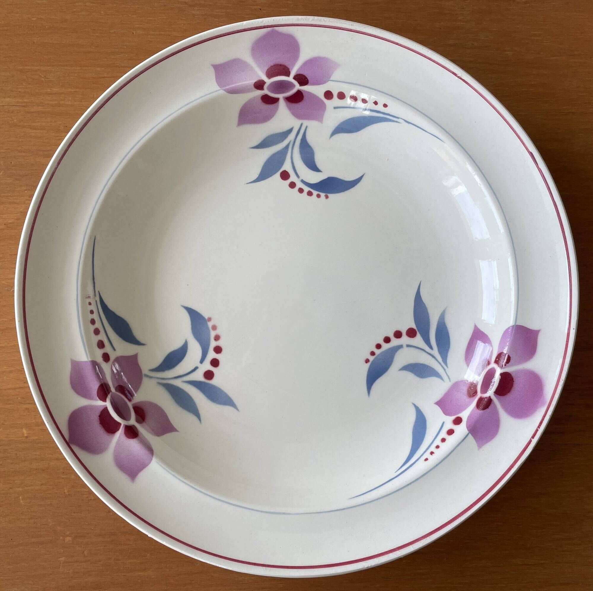 6 antique semi-deep plates in Saint-Amand earthenware (Nord)