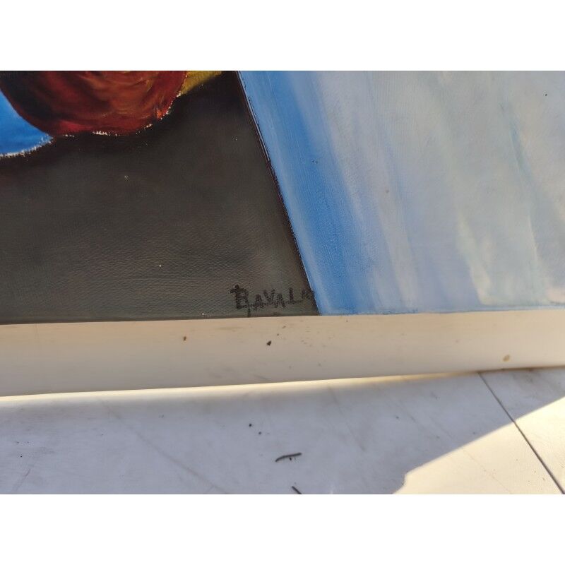 Tableau huile sur toile "Le Pichet Bleu" par Ravalia