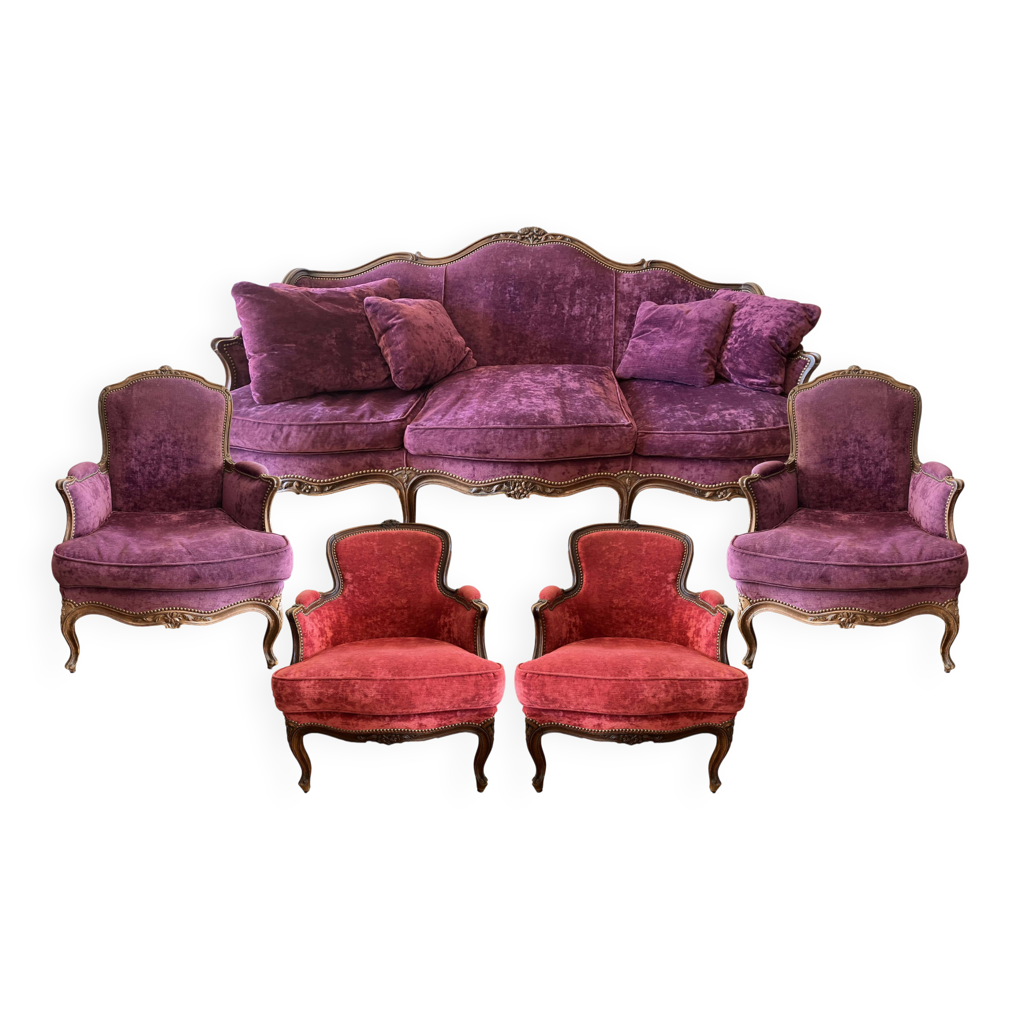 Salon Canapé et 4 fauteuils Louis XV relookés