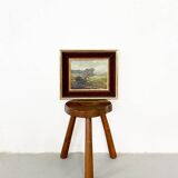 Tableau «Paysage de campagne», huile sur isorel signée