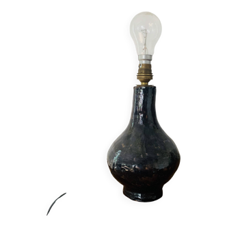 Ancien pied de lampe en terre cuite émaillée