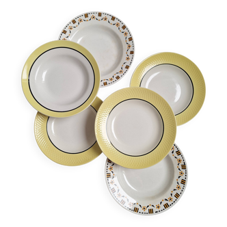 6 Assiettes creuses jaunes