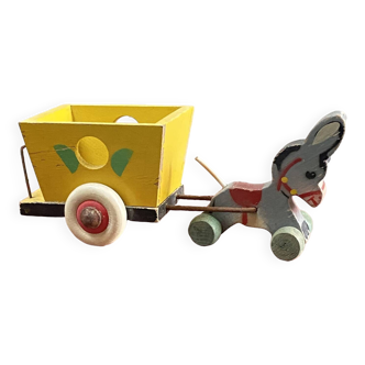 Old toy donkey with cart