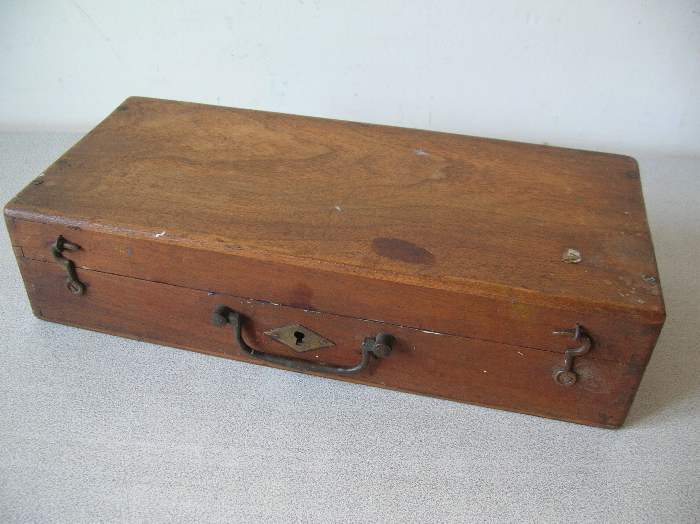 Old paint tube box brush painter's case in zinc and wood