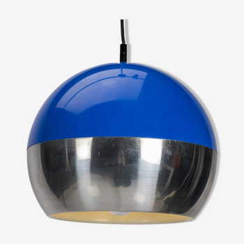 Blue and chrome space age pendant lamp