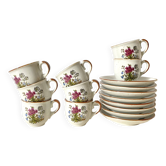 80s flowery stoneware cups