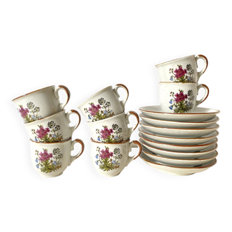 80s flowery stoneware cups
