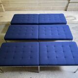 Florence Knoll bench for Knoll Studio blue fabric.
