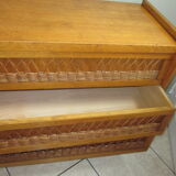Vintage wood and rattan dresser