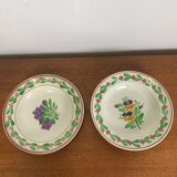 Set of 2 opaque Sarreguemines soup plates, 1875-1900