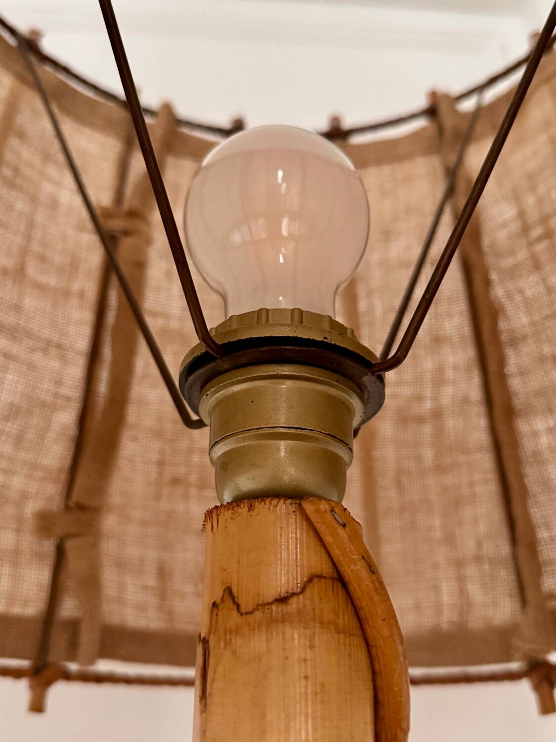 Louis Sognot vintage bamboo rattan floor lamp