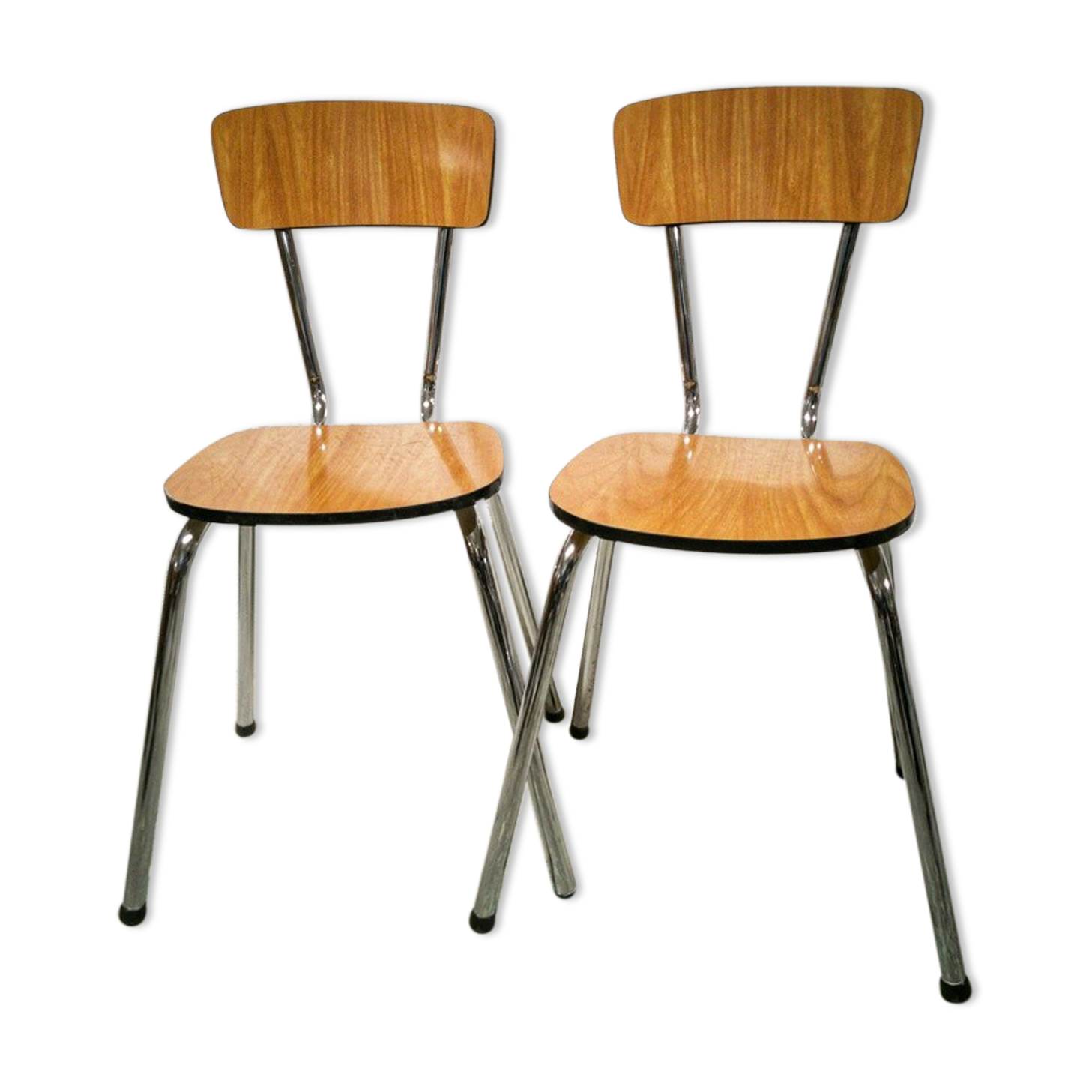 Pair of chairs in brown Formica