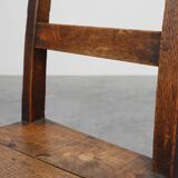 Antique oak late 19th century oak side chair, Belgium