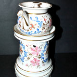 Tisanière ancienne en porcelaine de Paris veilleuse Théière à infusion fleurie peint main 19e s.
