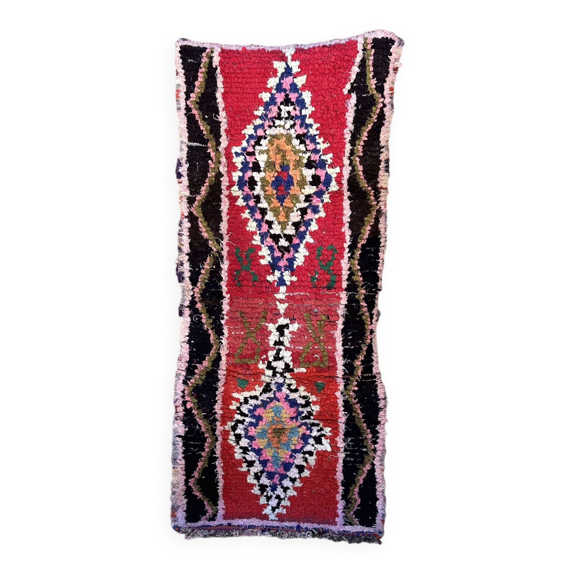 Moroccan carpet Boucherouite colored - 88 x 209 cm