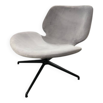 Grey velvet swivel lounge chair DIEMME