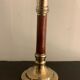 Pair of brass and mahogany wood candle holders