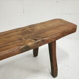 Brutalist solid elm bench, 1960