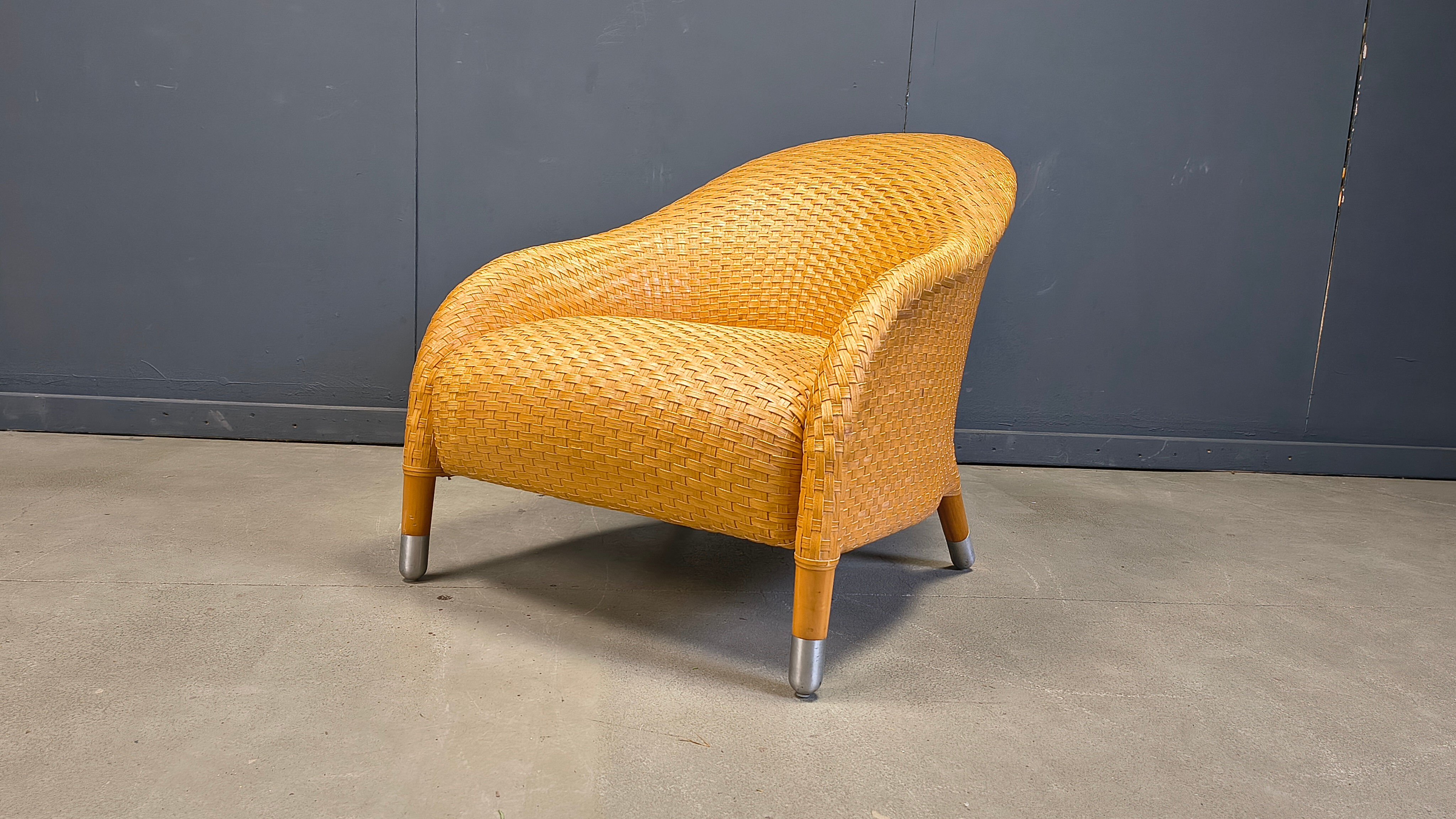 Antonio Citterio braided leather armchair, 1980s