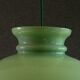 Old semi-round opaline pendant light in green glass - large model - circa 1950