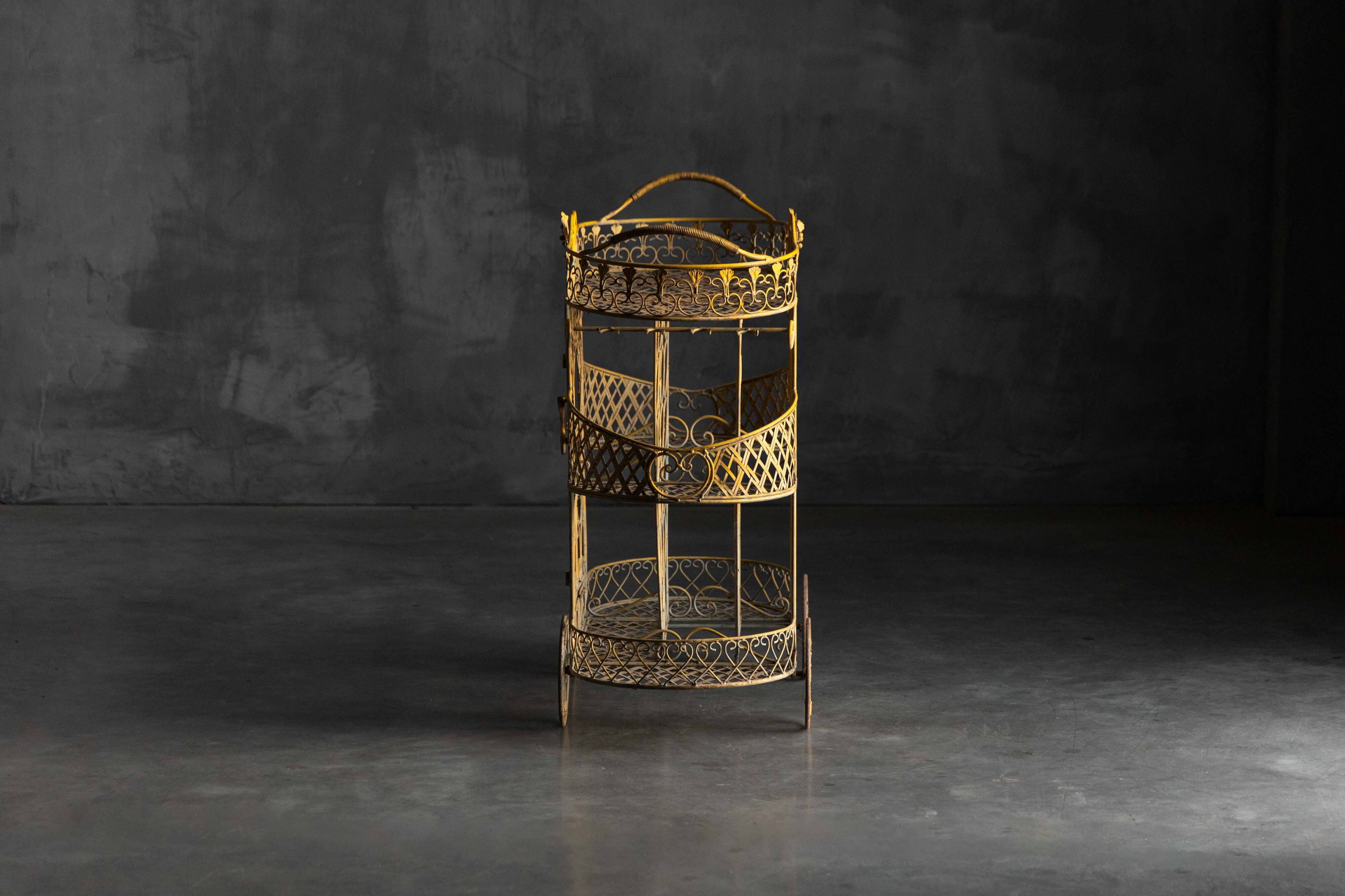 Antique cast iron serving trolley, France, early 20th century