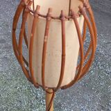 Bamboo and rattan floor lamp 2 lights from the 70s