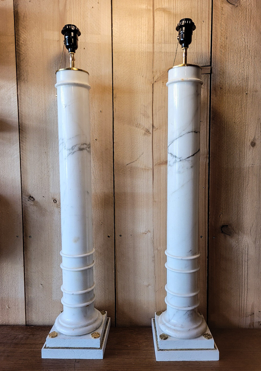 Pair of marble lamps