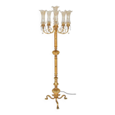 Lampadaire en bronze et laiton doré de style Hollywood Regency