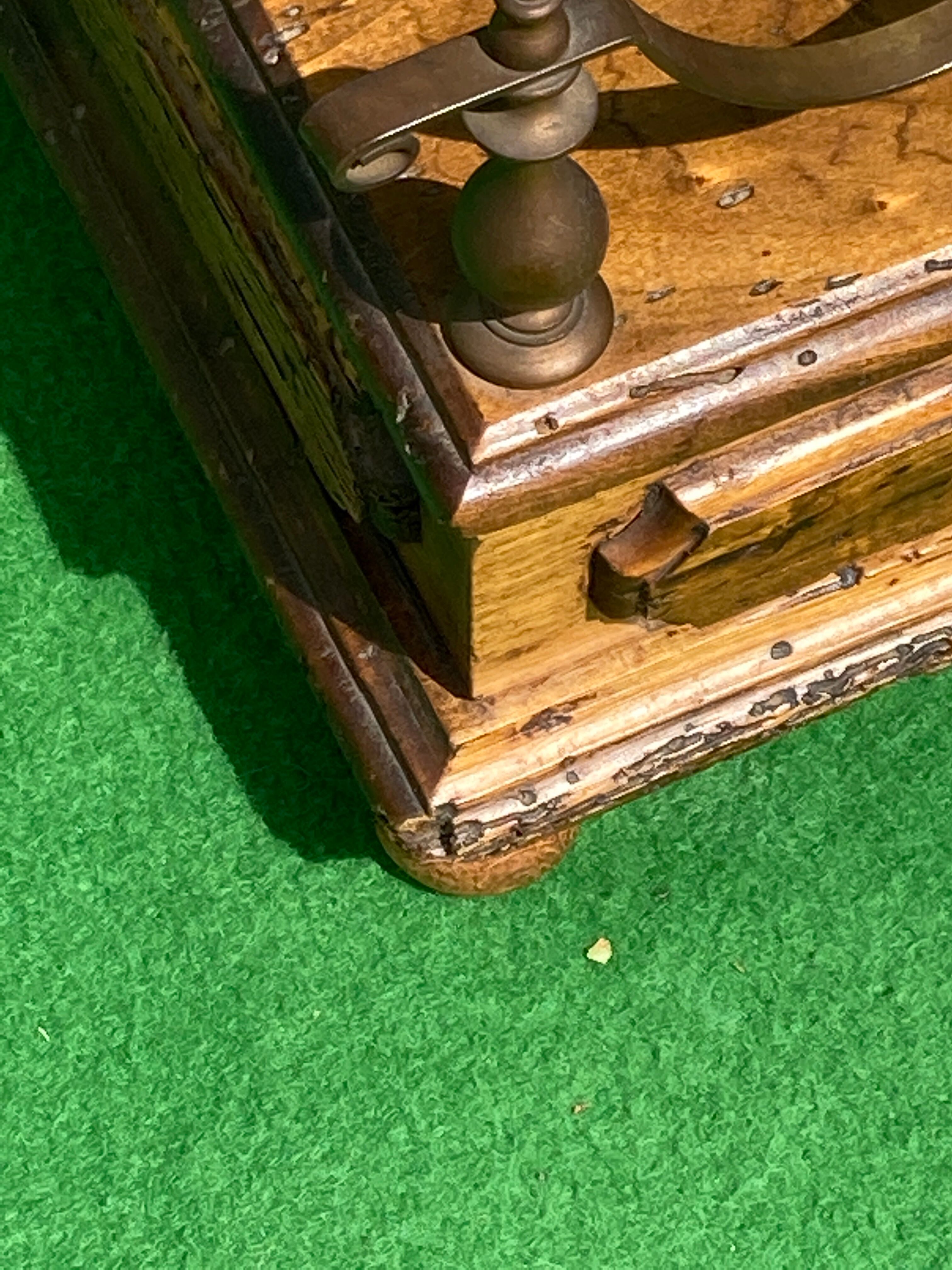 1950s Italian brass and wood wine rack with drawer
