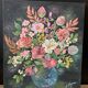 Huile sur toile bouquet de fleurs roses