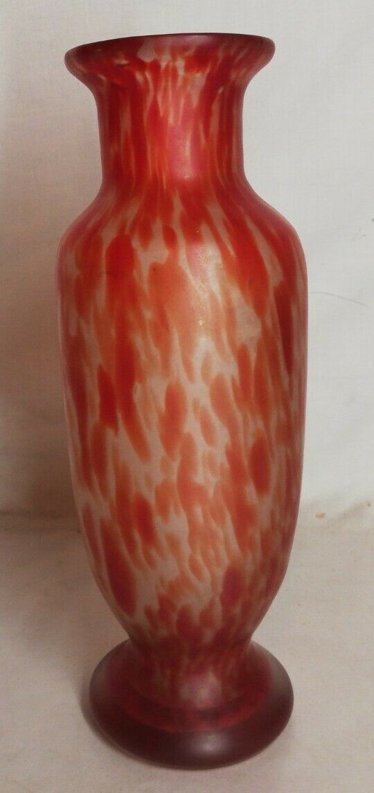 Old glass paste vase h 22.5 cm vintage, decoration, collection