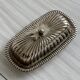 Old English butter dish in silver-plated metal and chiseled crystal.