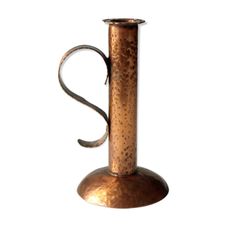 Handmade hammered copper candle holder, vintage