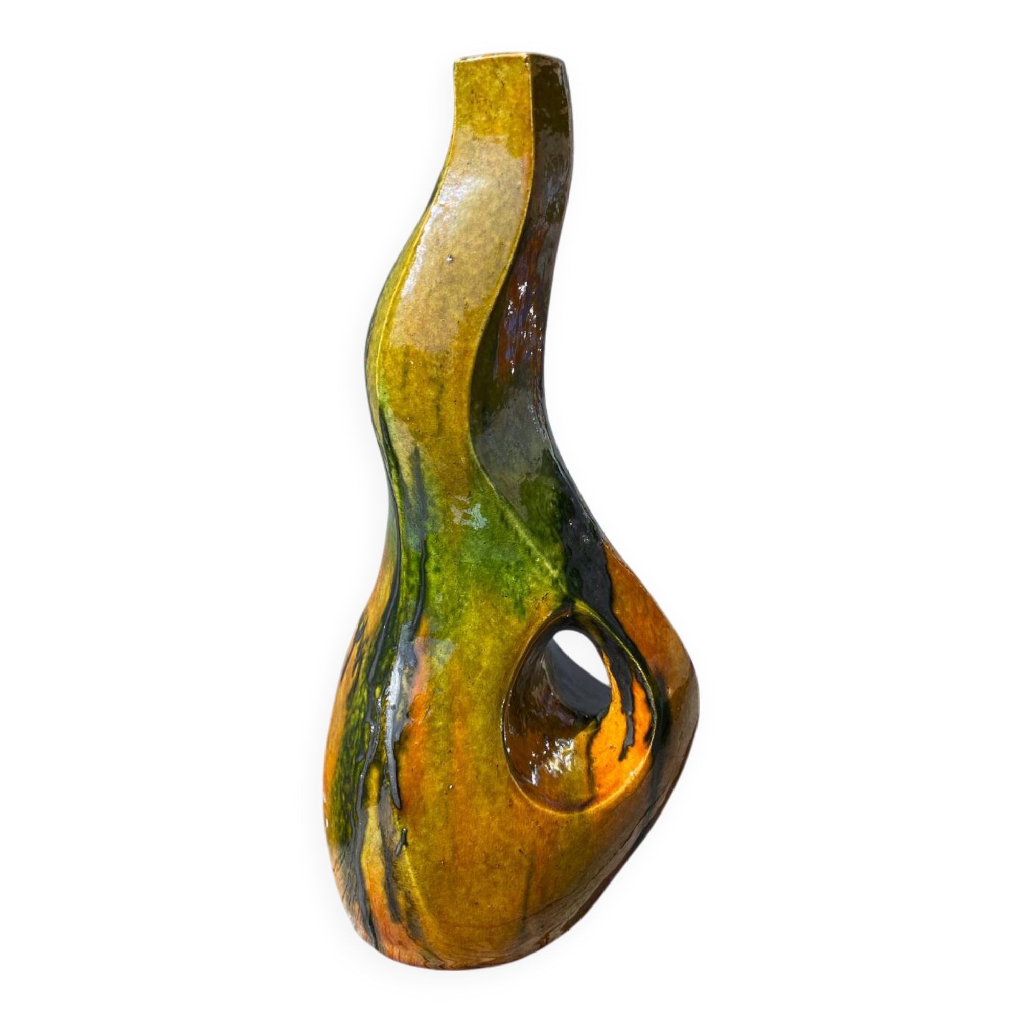 Vintage ceramic vase with drips