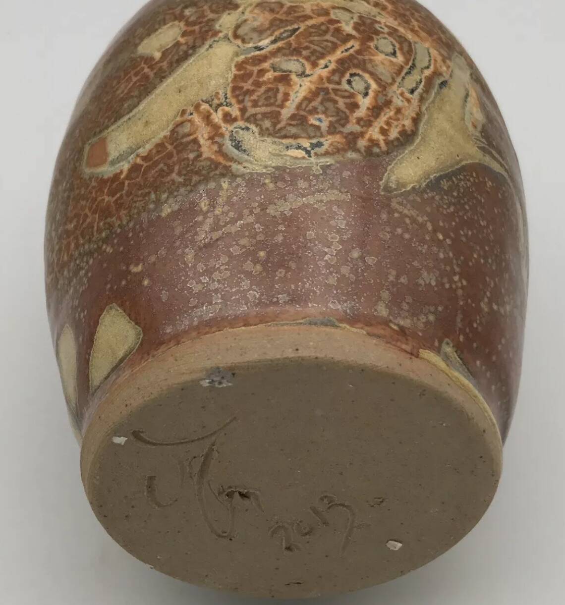 Stoneware vase with effect, unique piece signed by poteries des mostuéjouls