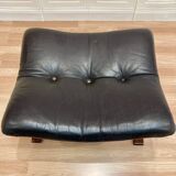 Leather ottoman "Scandinavian design" 1960.
