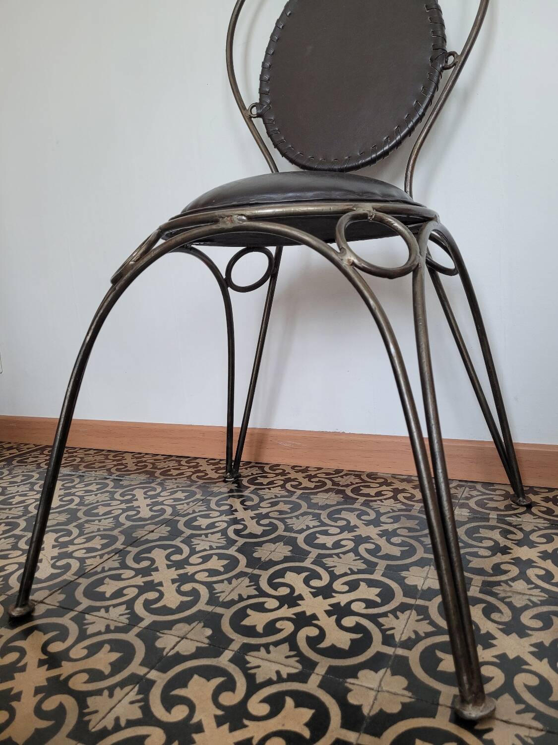 Metal and leather chair