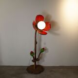 Inlaid and lacquered wooden floor lamp, 1960s.