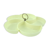 Plateau serviteur apéritif en plastique beige - compartiments en forme de fleur - vintage années 70