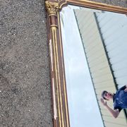 Large antique mirror 144 cm in Empire style - Trumeau or fireplace mirror