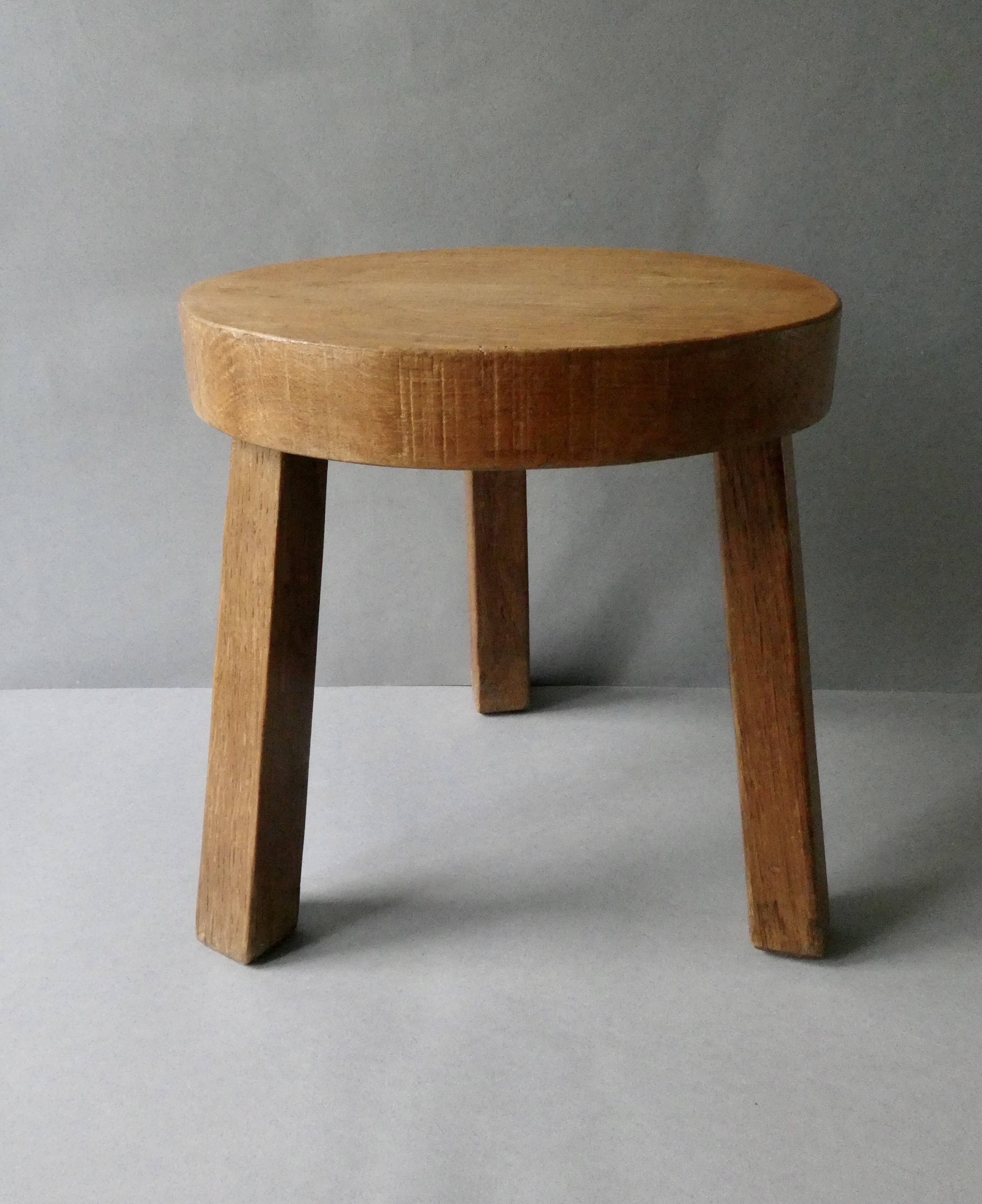 Solid oak tripod stool, circa 1970