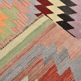 5x10 Dark Red Green Tribal Vintage Kilim Rug