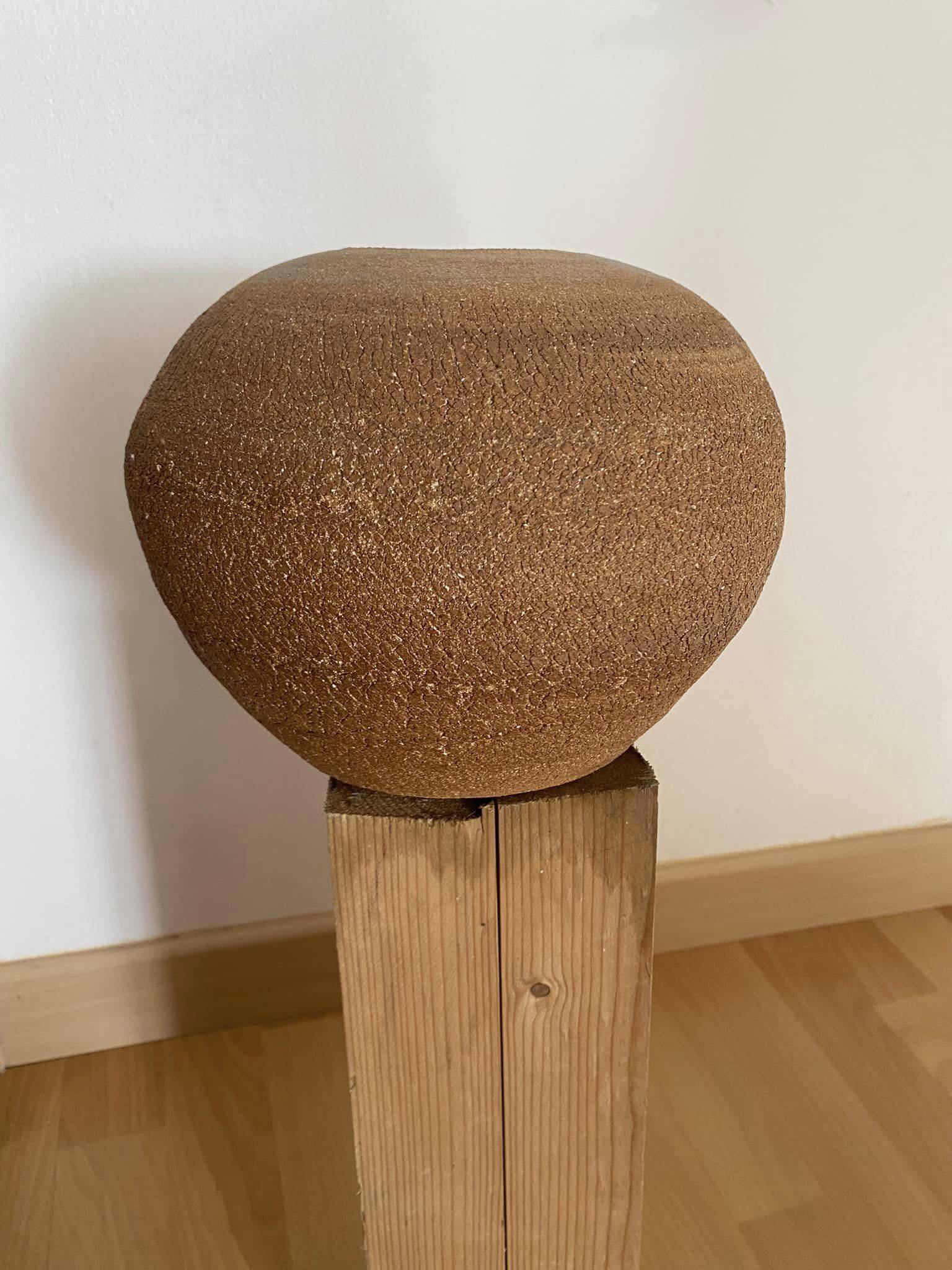 Vase boule terre cuite, couleur ocre