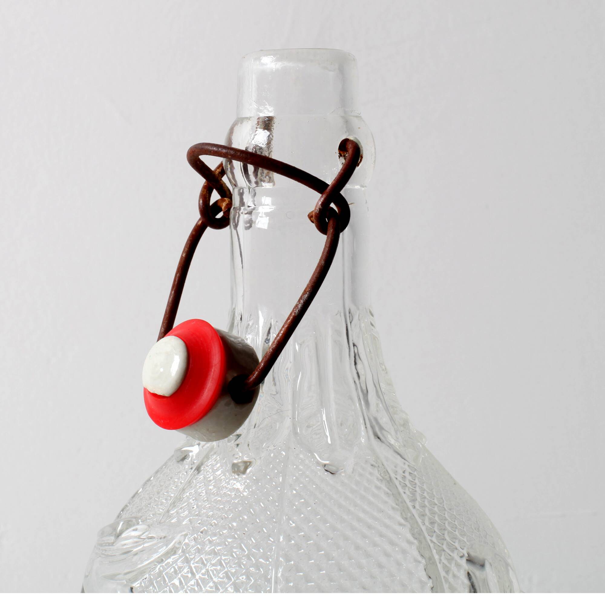 Italian Glass Bottle with Ceramic Stopper / Polveri Alberani / 1950s–1970s
