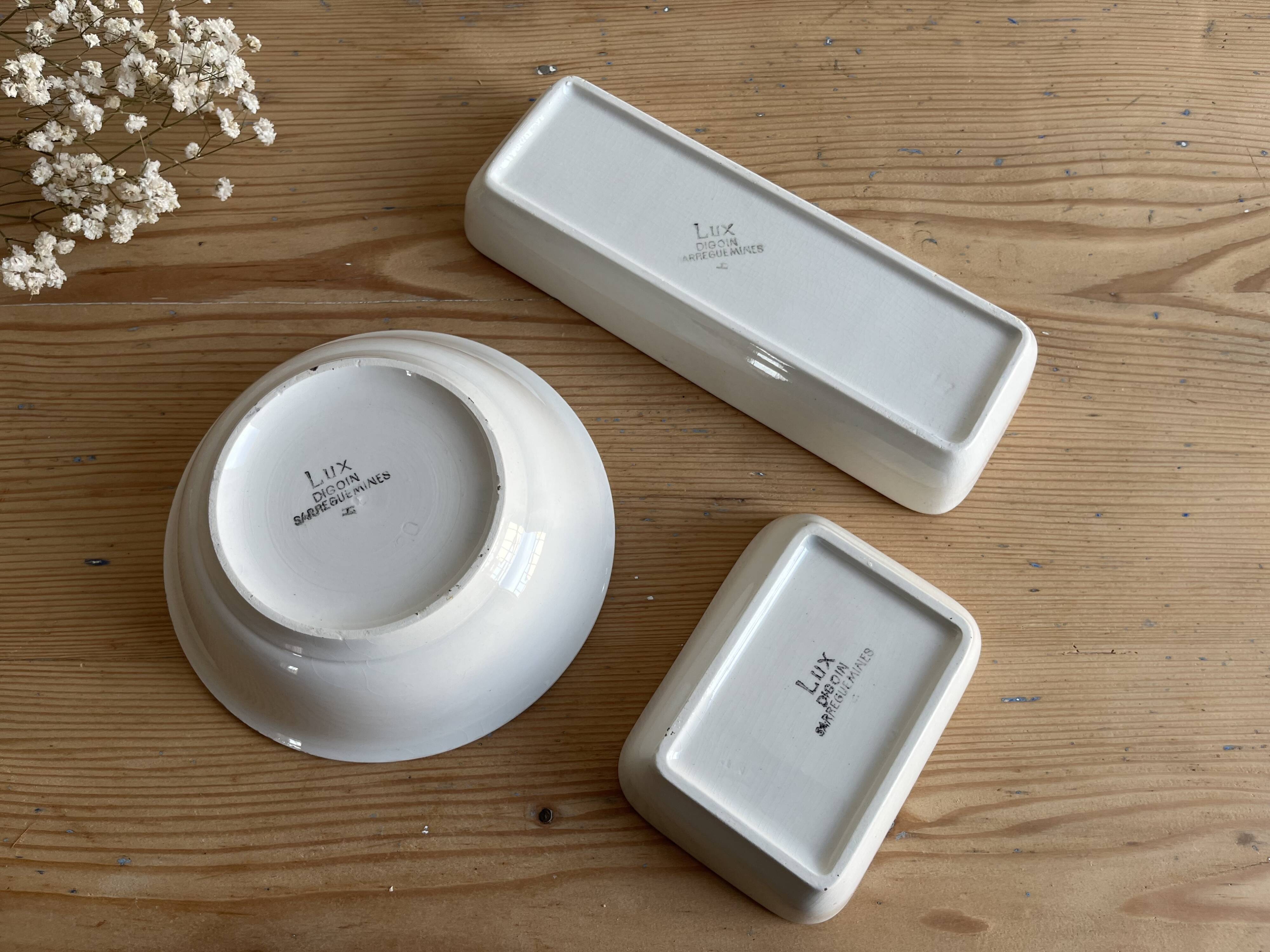 Bathroom set / earthenware soap dish Digoin Sarreguemines